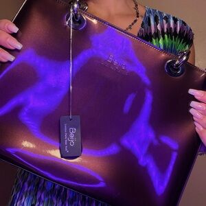 Beijo Luxury Classy Glossy Dark Brown Shoulder Bag